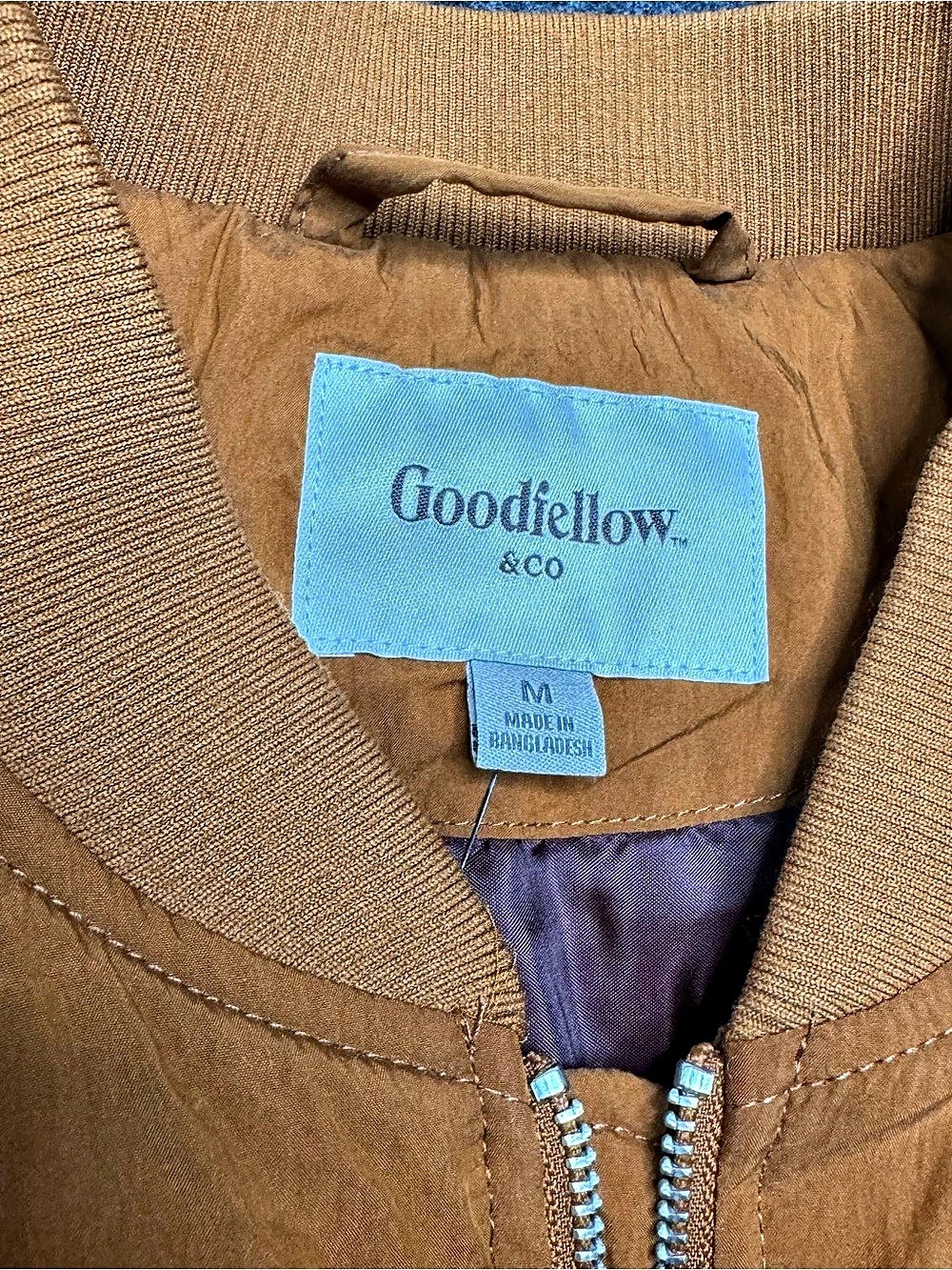 NWT Medium men’s Goodfellow & Co Men's Brown Bomber Jacket - Picture 5 of 7